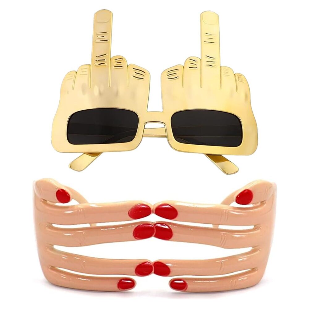 1722 XHBTS 2 Set Middle Finger Novelty Sunglasses Party Eyeglasses Flip Off